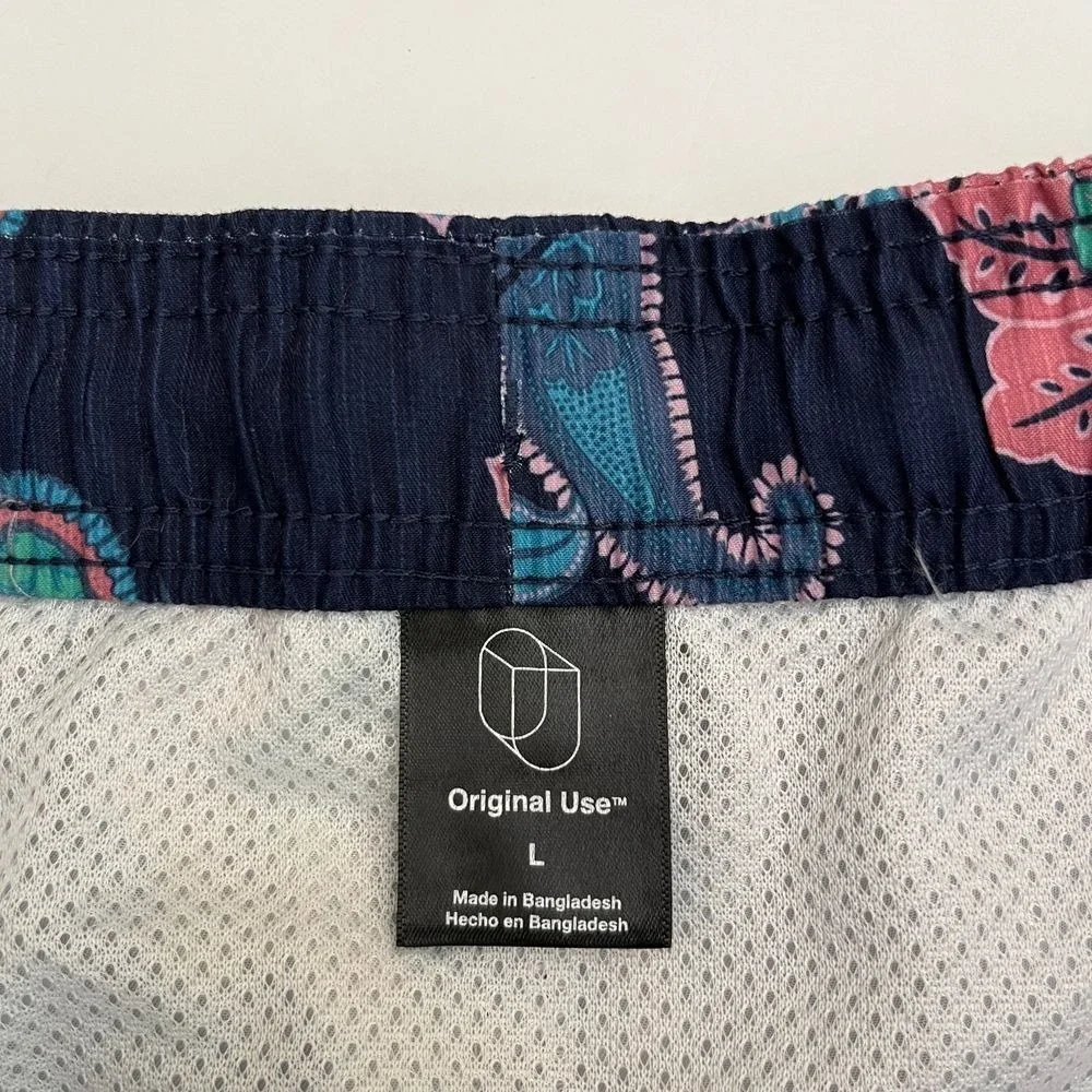 Original Use Blue Paisley Mens Swim Board Trunks, Original Use Mens Swimsuit R13